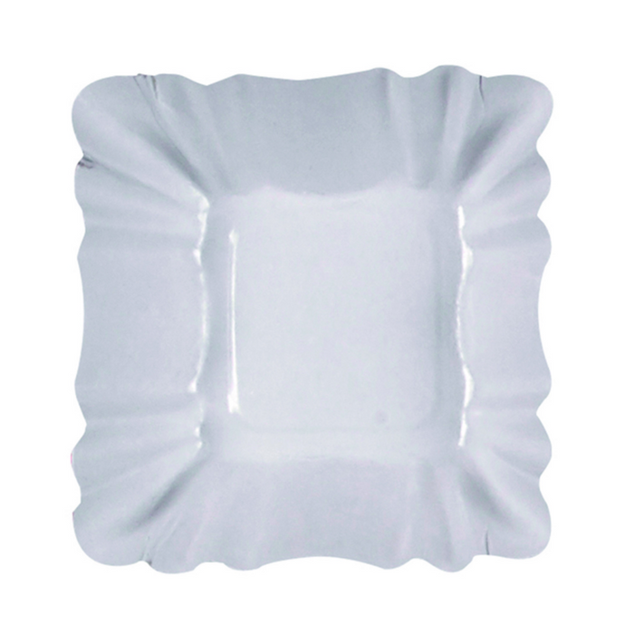 Plato hondo cuadrado de cartón laminado blanco 90x90mm A30mm - 250Uds