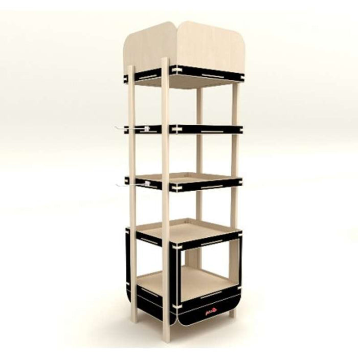 Présentoir en bois à 4 étagères 470x470mm H1690mm - 1Pcs