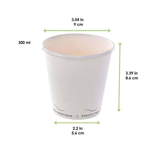 Gobelet Eden blanc en carton sans plastique, Waterbased  H86mm 300ml-1000Pcs